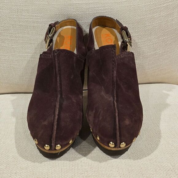 NWOB Kors Womens Studded Slingback Clogs In Chocolate Brown Suede SZ 8M Sandals - Picture 3 of 11